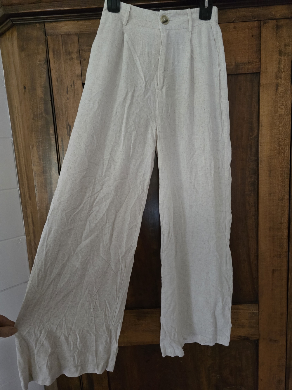 O Blenca Wide-Leg Linen-Blend Pants in Light Beige Medium